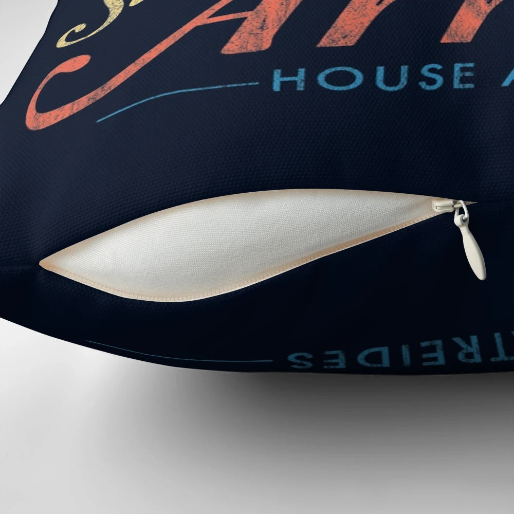 Vintage distressed sci-fi pillow featuring the iconic sandworm of Arrakis from the Dune universe.