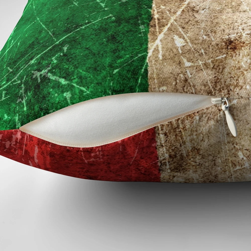 Vintage, aged and scratched Italian flag decorative throw pillow