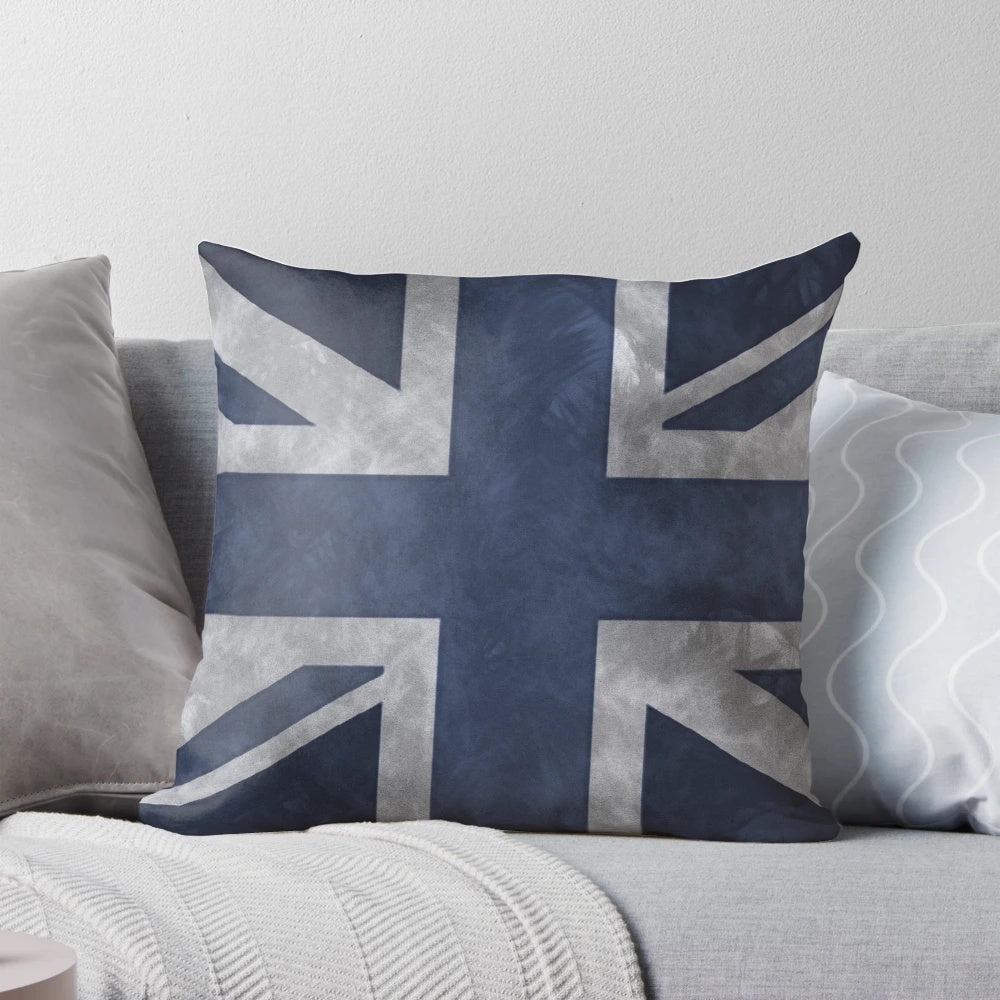 Vintage distressed union jack pillow, grunge British flag home decor