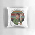 Vintage-style 'Drop Dead Fred' themed pillow with the text "We're Grown Ups Now So Piss Off