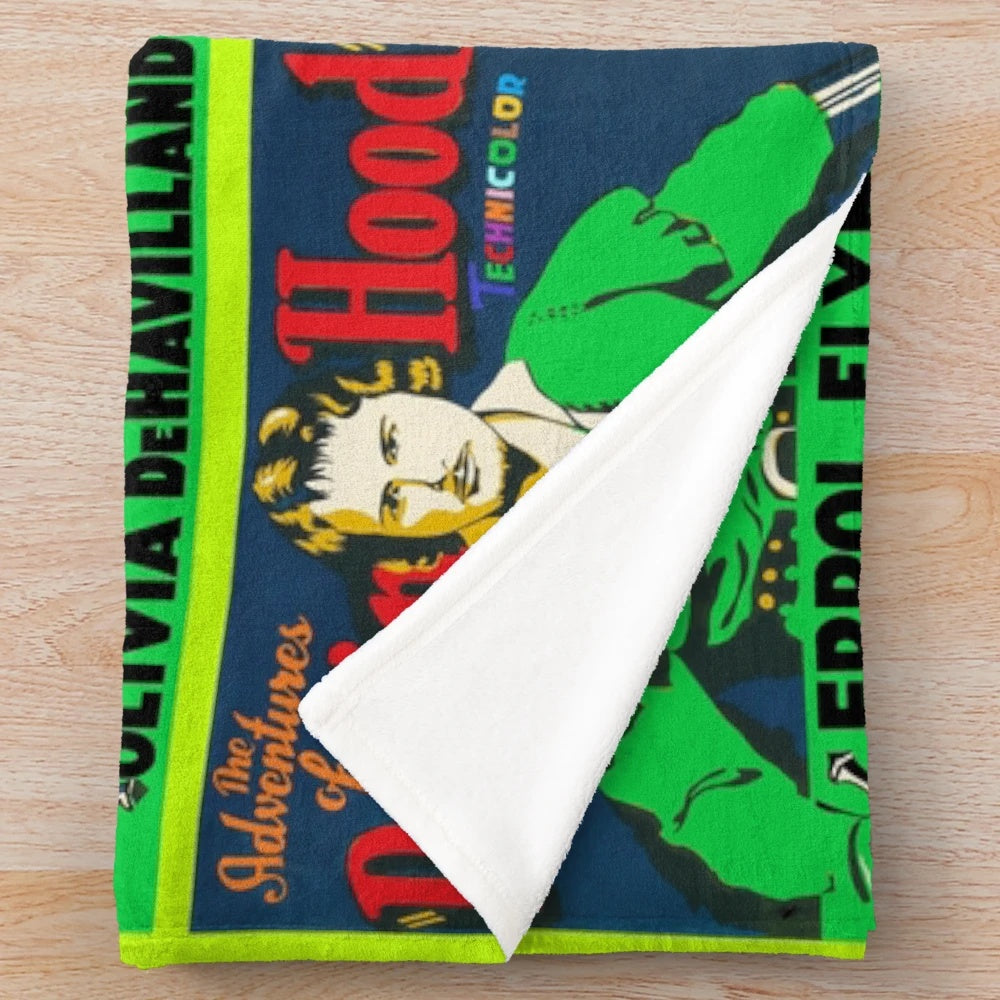 Errol Flynn as Robin Hood in a classic movie poster inspired plush blanket