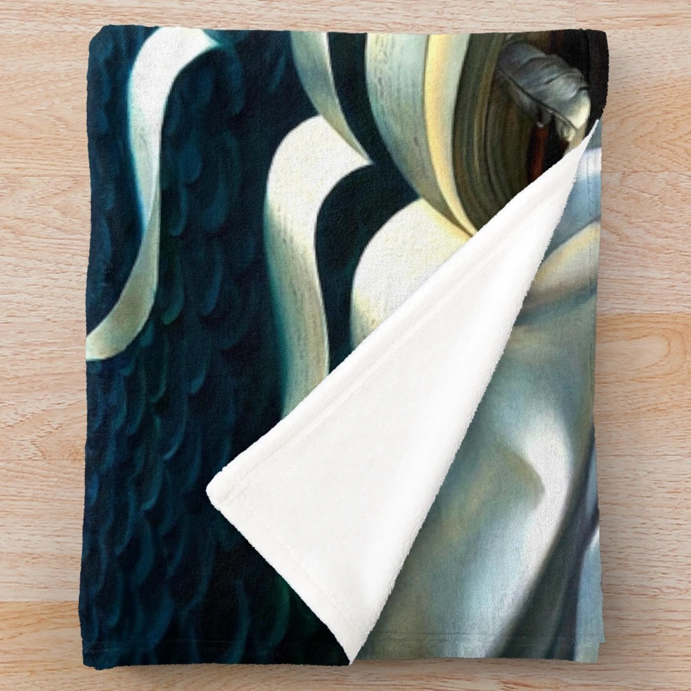 Vintage fantasy surreal print plush blanket featuring a dreamlike, book-themed design