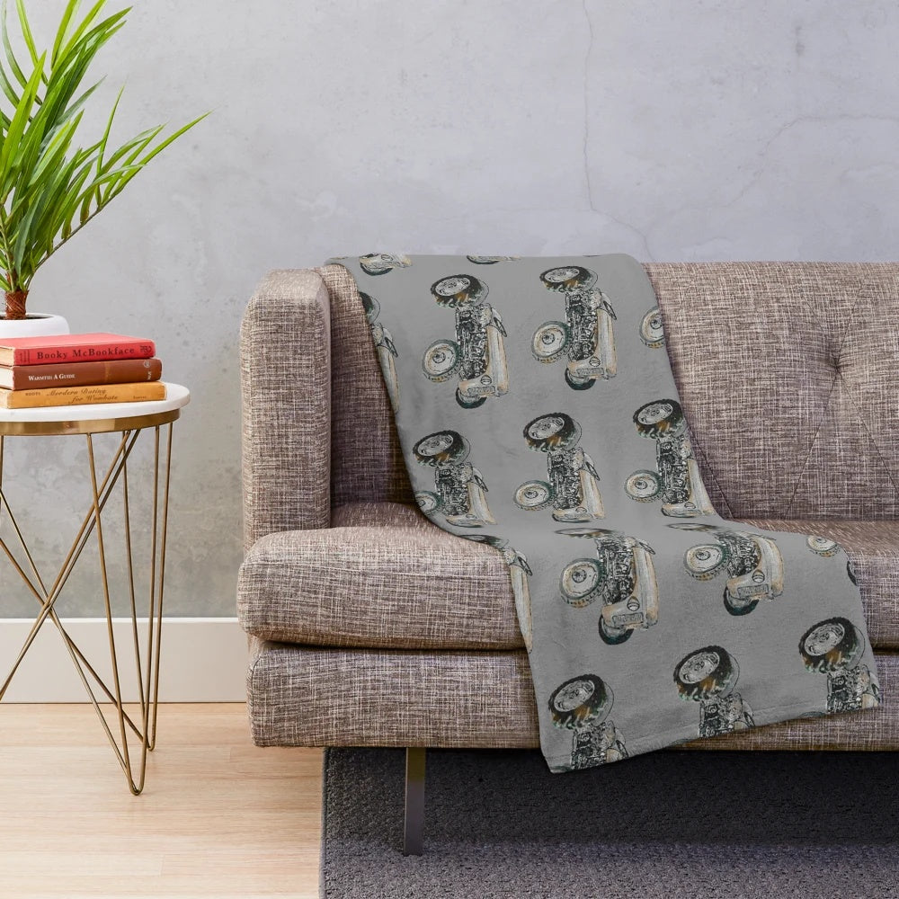 Vintage Ferguson tractor depicted on a cozy plush blanket