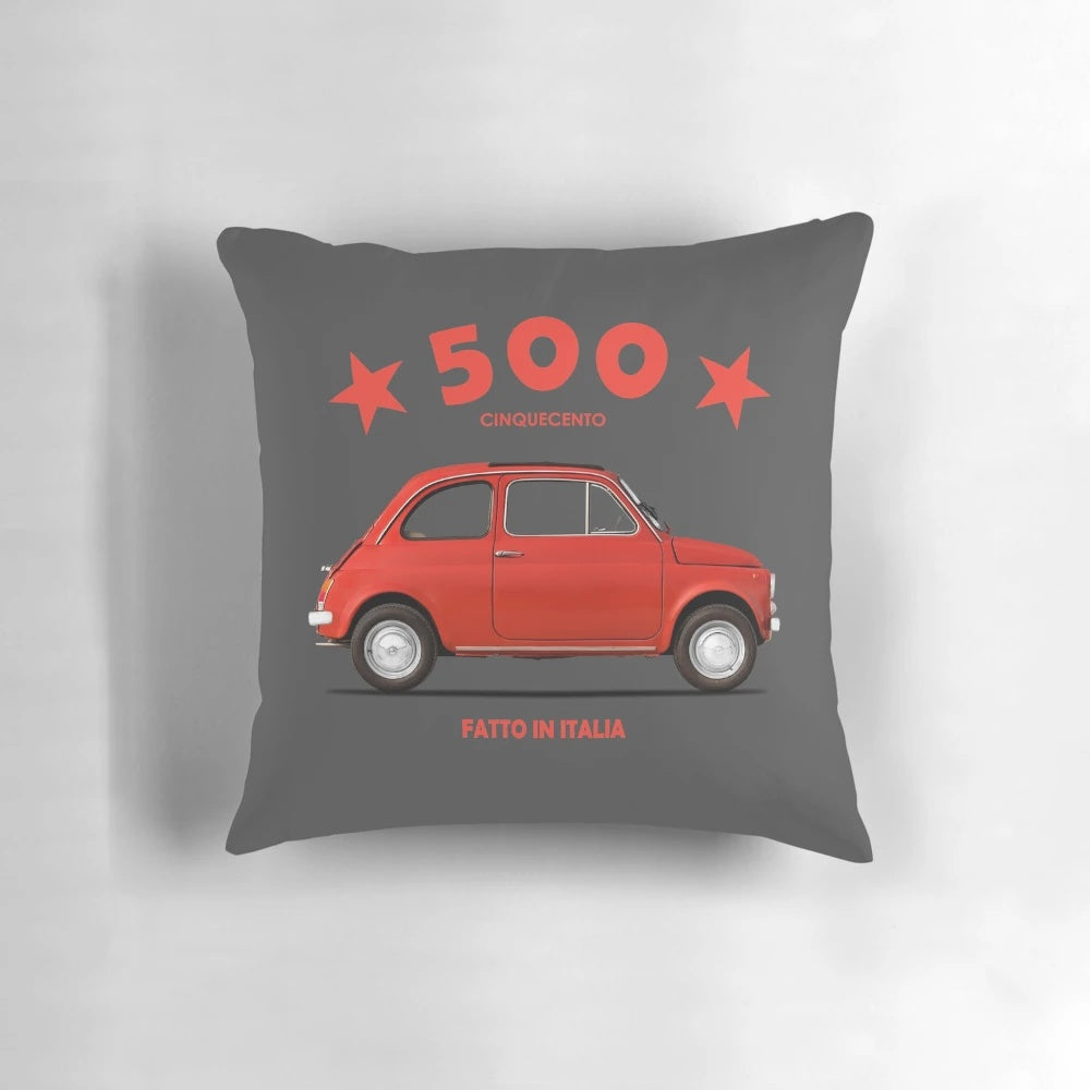 Vintage Fiat 500 F 1972 car-themed throw pillow