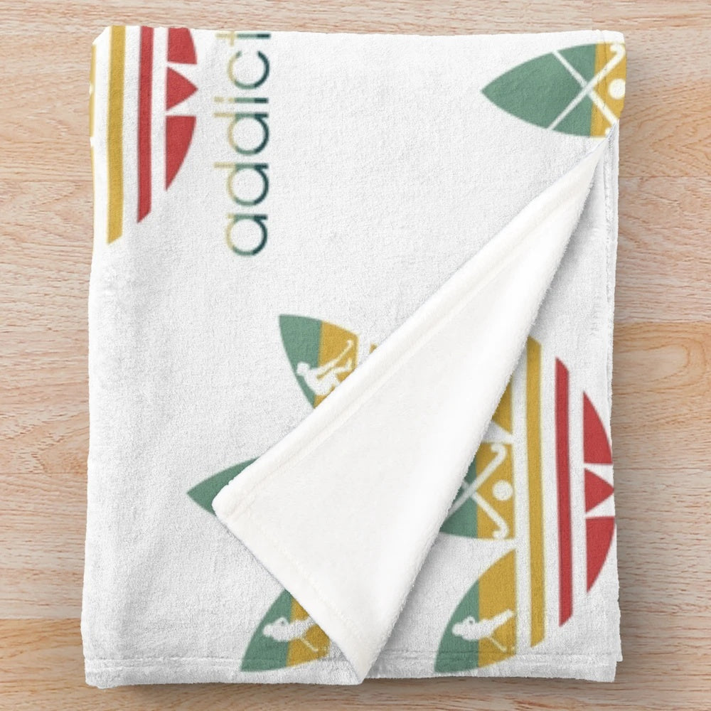 Vintage field hockey plush blanket with retro design