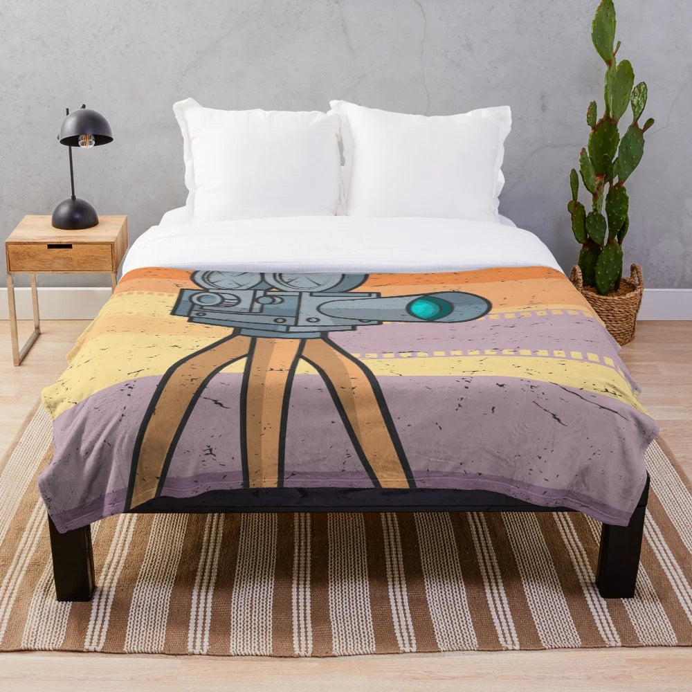 Vintage film camera plush blanket