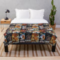 Vintage film-themed plush blanket featuring a collage of classic movie icons