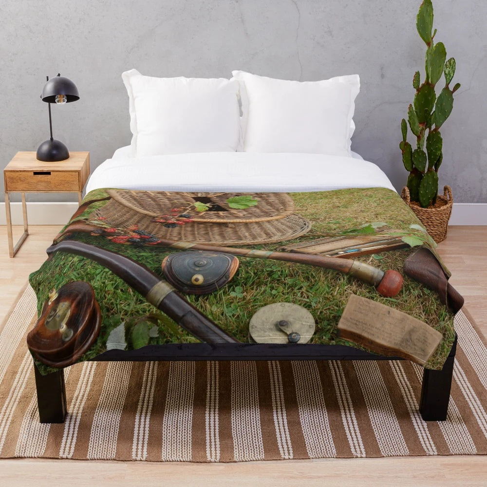 Vintage-inspired plush fishing blanket