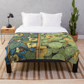 Vintage floral botanical art nouveau plush blanket