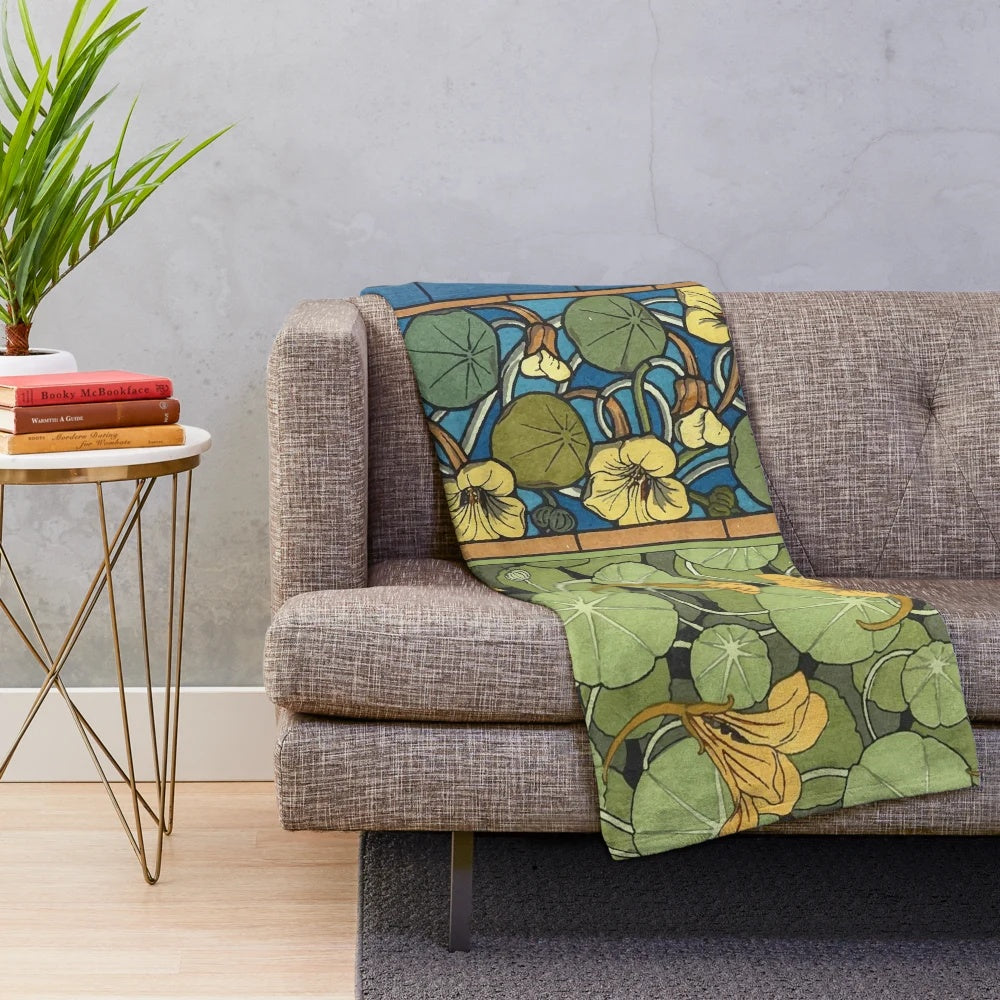 Vintage floral botanical art nouveau plush blanket