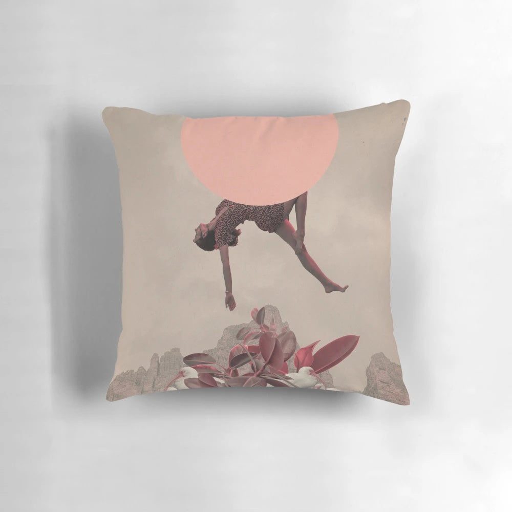 A vintage-inspired floral collage design on a soft, cozy pillow