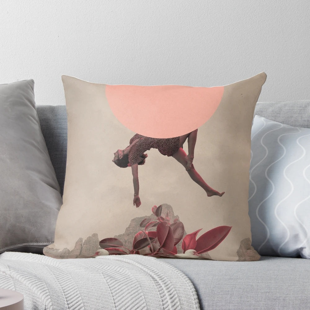 A vintage-inspired floral collage design on a soft, cozy pillow