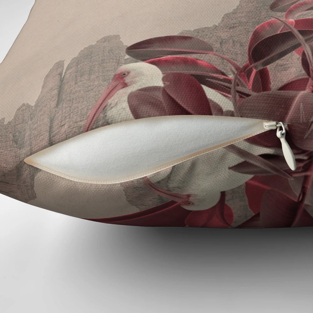 A vintage-inspired floral collage design on a soft, cozy pillow