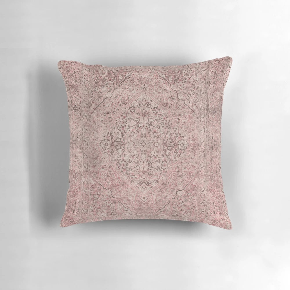 Vintage floral oriental rug print decorative pillow with antique Tabriz design
