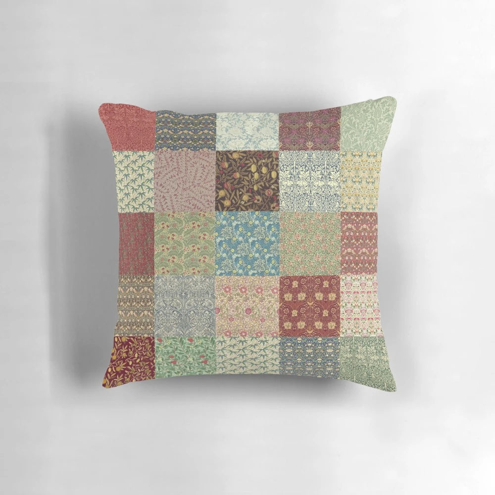 Vintage floral pattern pillow design inspired by the iconic works of William Morris