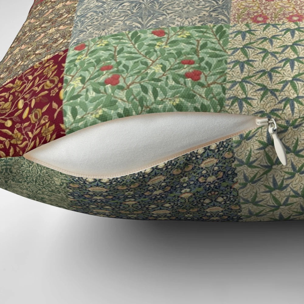 Vintage floral pattern pillow design inspired by the iconic works of William Morris
