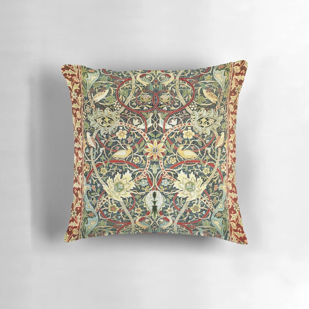 Vintage-style floral rug print pillow cover