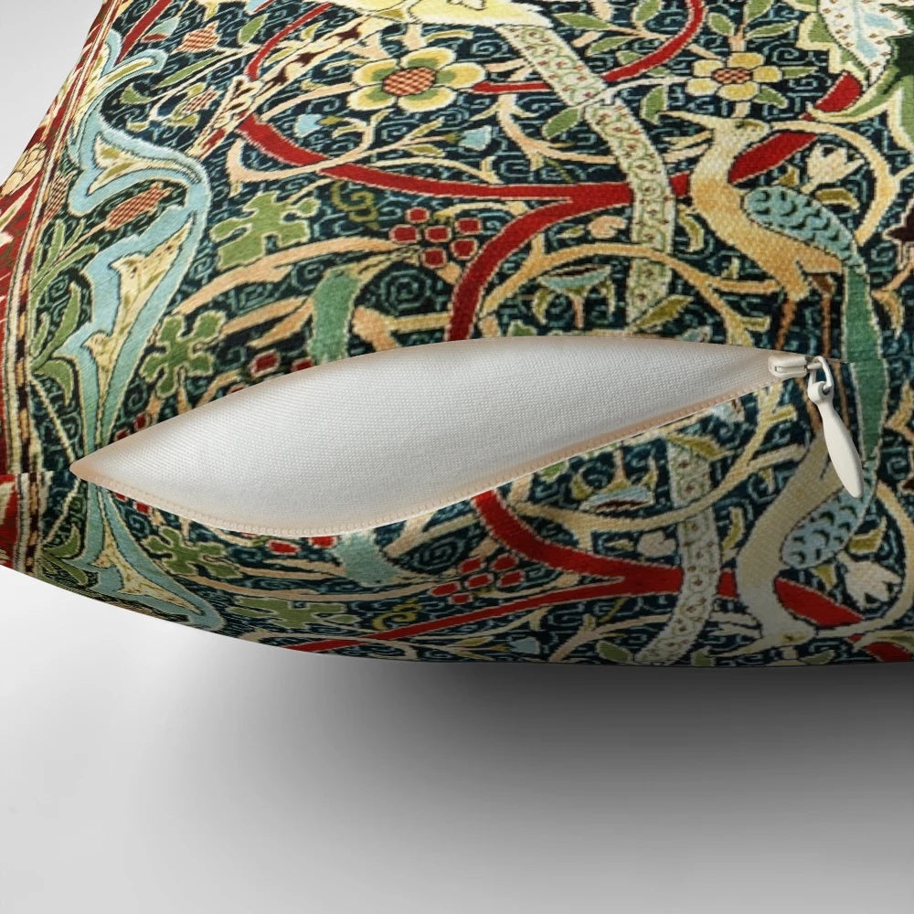 Vintage-style floral rug print pillow cover