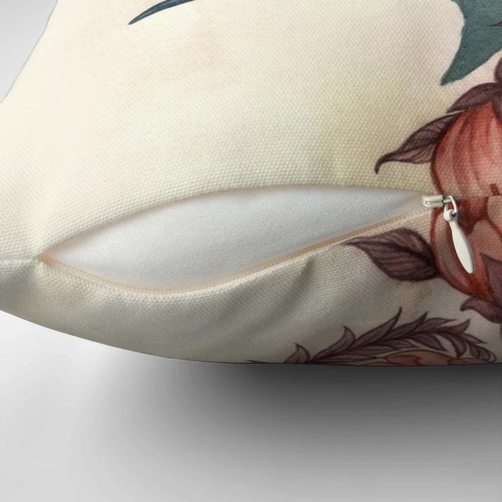 Handmade floral shark pillow with watercolor botanical design for nature-themed home