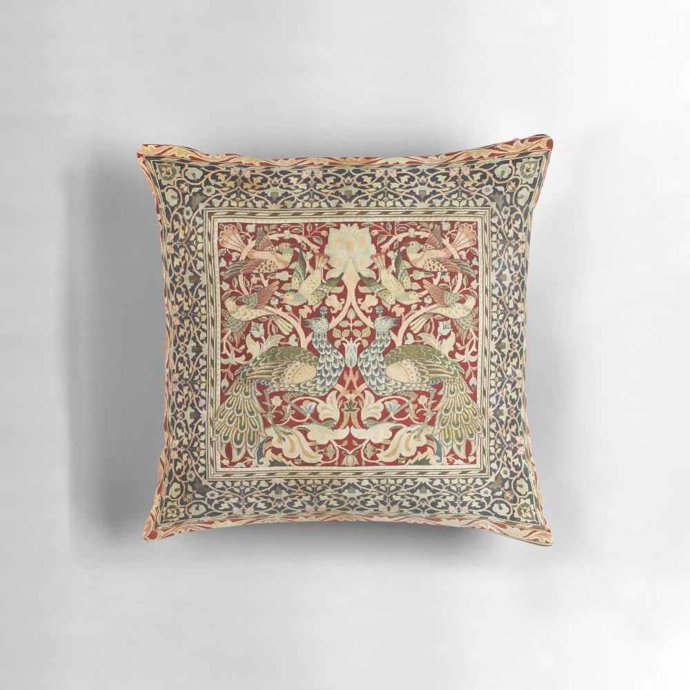 Vintage floral wallpaper inspired decorative pillow cover featuring a classic william morris design