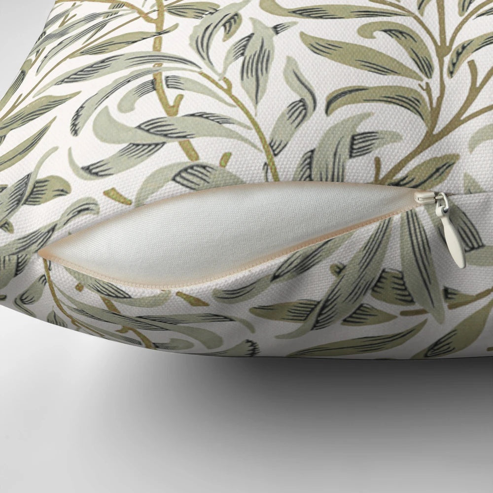 Vintage-style floral William Morris Willow Sage decorative pillow