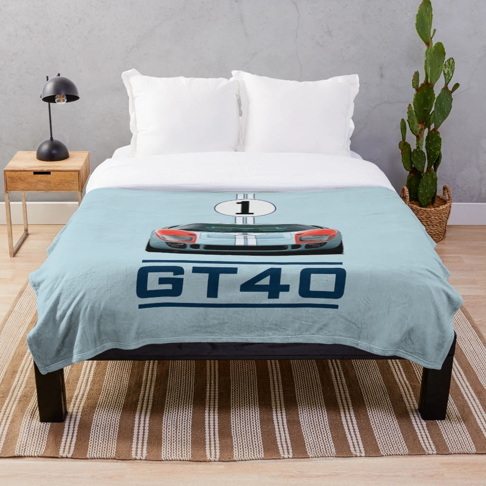 Vintage Ford Shelby GT40 1966 plush blanket featuring the iconic race car