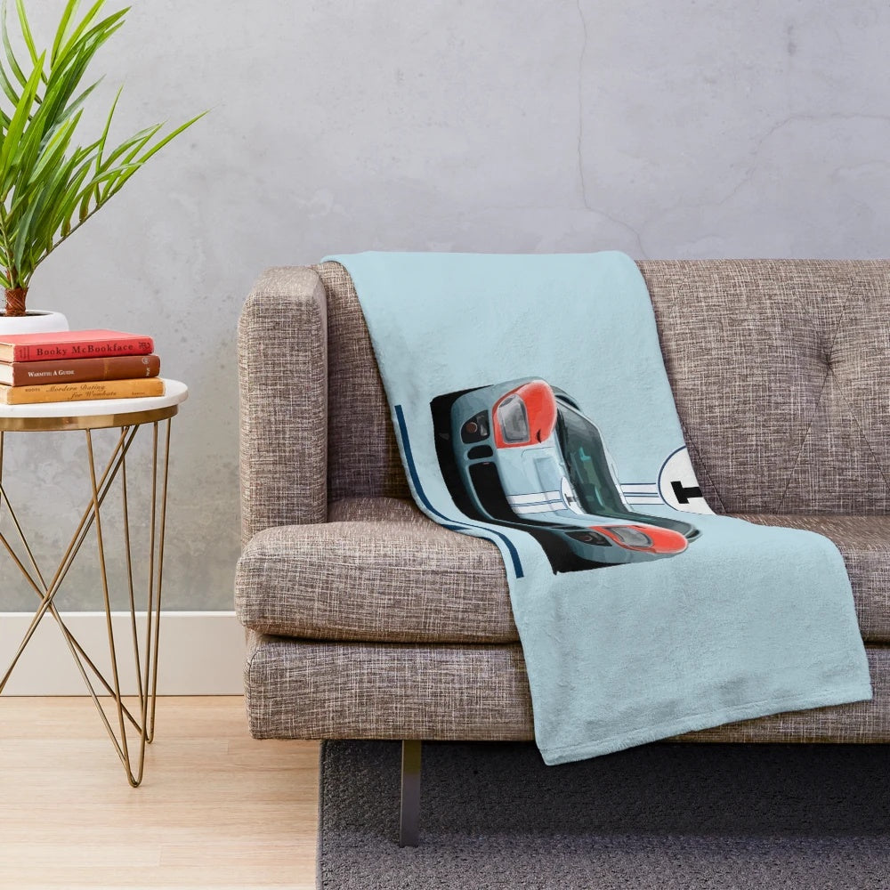 Vintage Ford Shelby GT40 1966 plush blanket featuring the iconic race car