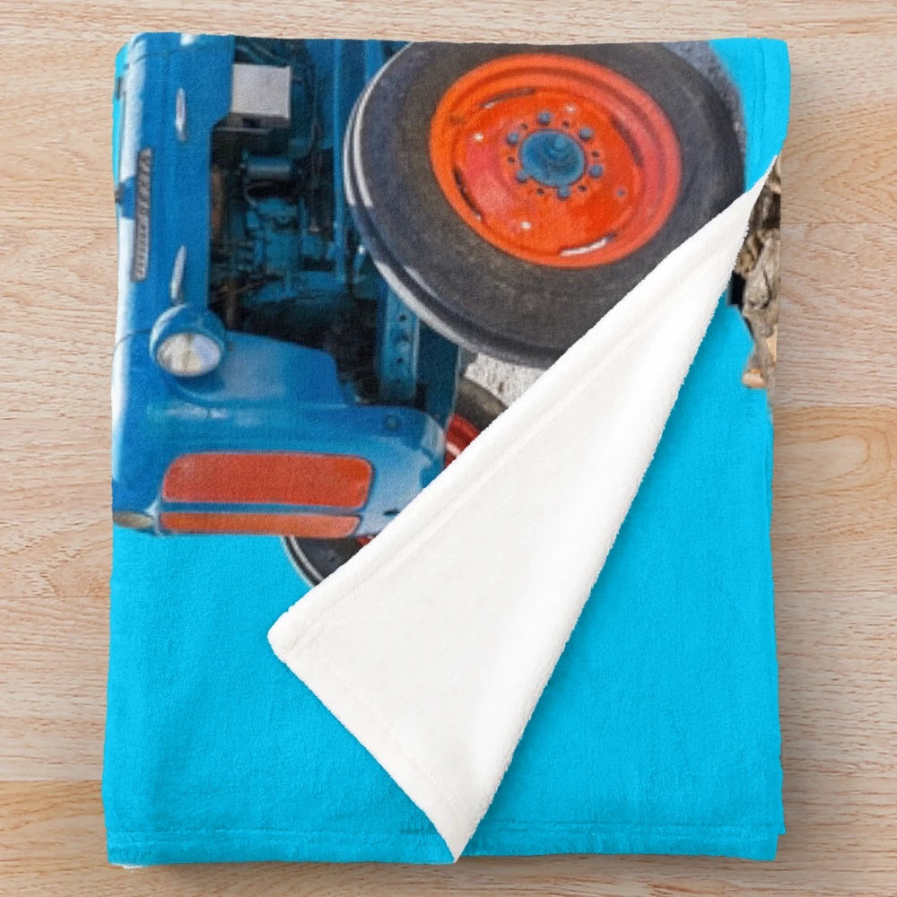Vintage Fordson Dexta tractor inspired plush blanket