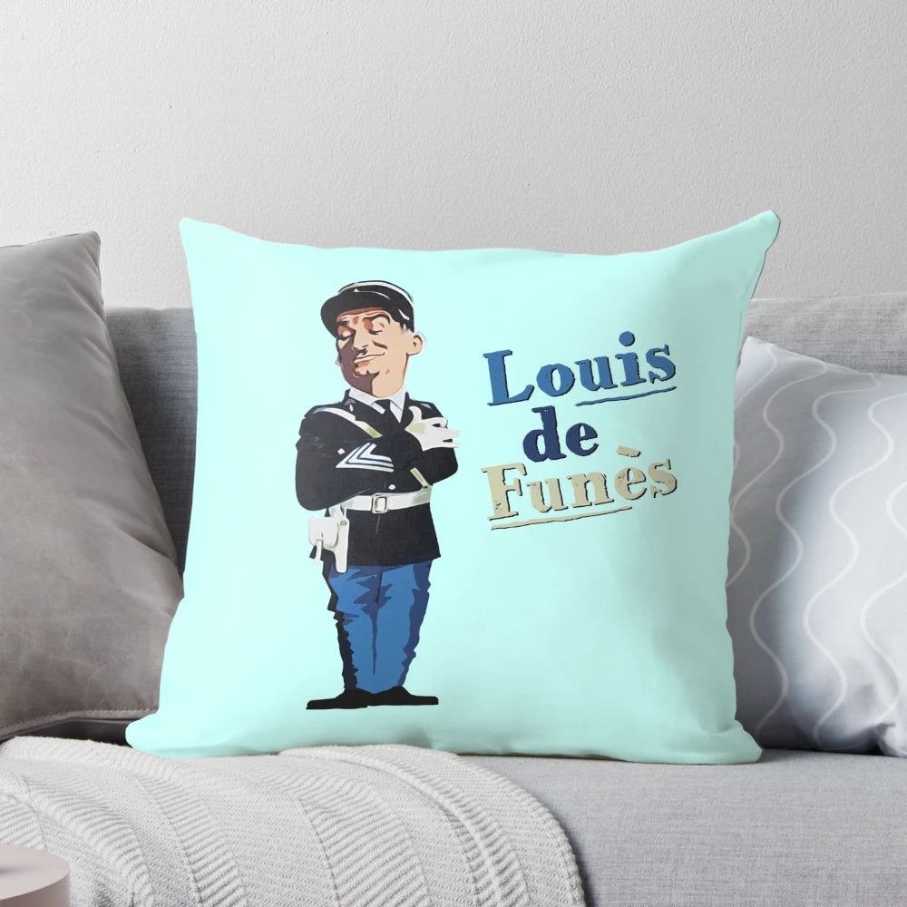 Plush Louis de Funès pillow, featuring the iconic French comedy actor