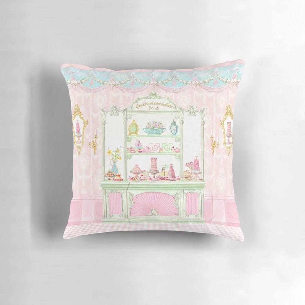 Vintage-inspired Marie Antoinette Paris French Patisserie Pillow