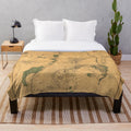 Vintage 1864 map of the Gettysburg battlefield printed on a plush blanket