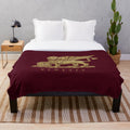Vintage gold plush blanket with winged lion of Venice design