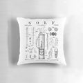 Vintage golf club patent drawing printed on a soft pillow, perfect for golf fans and enthusiasts.