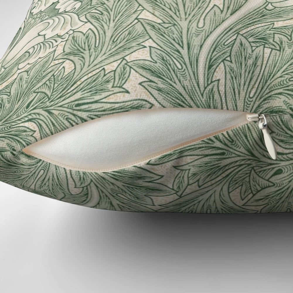 Vintage green tulip floral pattern pillow