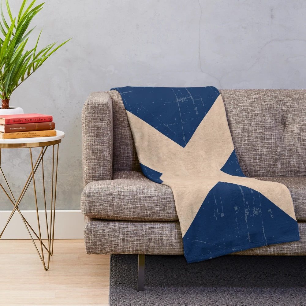 Vintage grunge Scottish flag plush tartan blanket