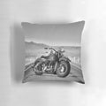 Vintage Harley Davidson Motorcycle Pillow featuring a classic desert road hog design