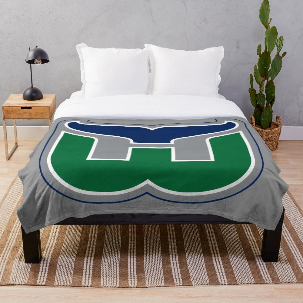 Vintage Hartford Whalers Retro Plush Blanket
