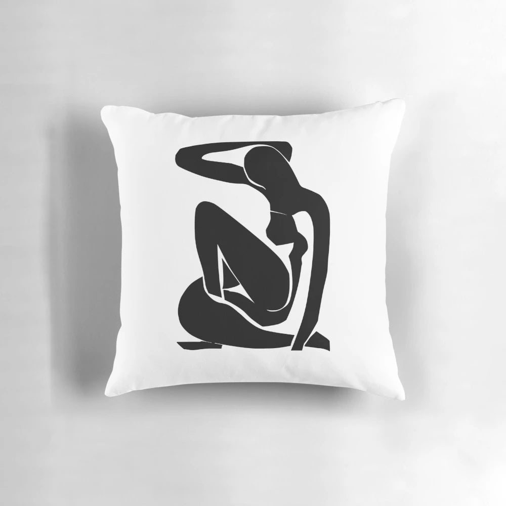 Vintage-style pillow featuring the iconic "nu bleu" artwork by Henri Matisse