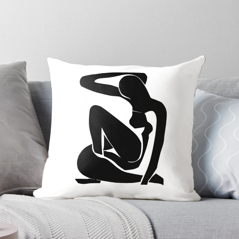 Vintage-style pillow featuring the iconic "nu bleu" artwork by Henri Matisse