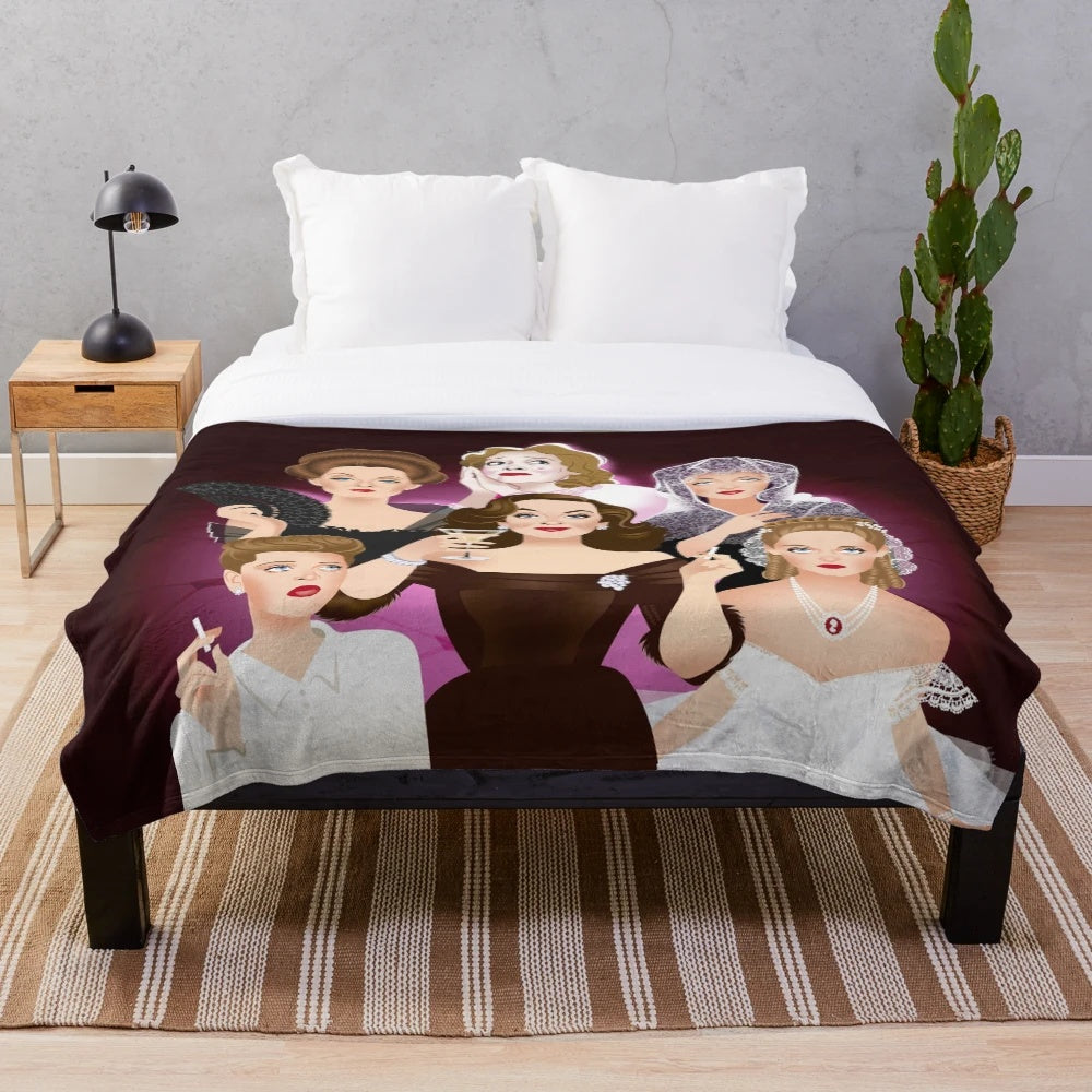 Bette Davis plush throw blanket featuring classic Hollywood icon portrait