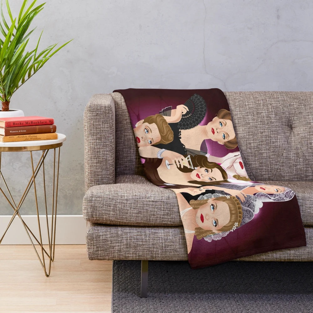 Bette Davis plush throw blanket featuring classic Hollywood icon portrait