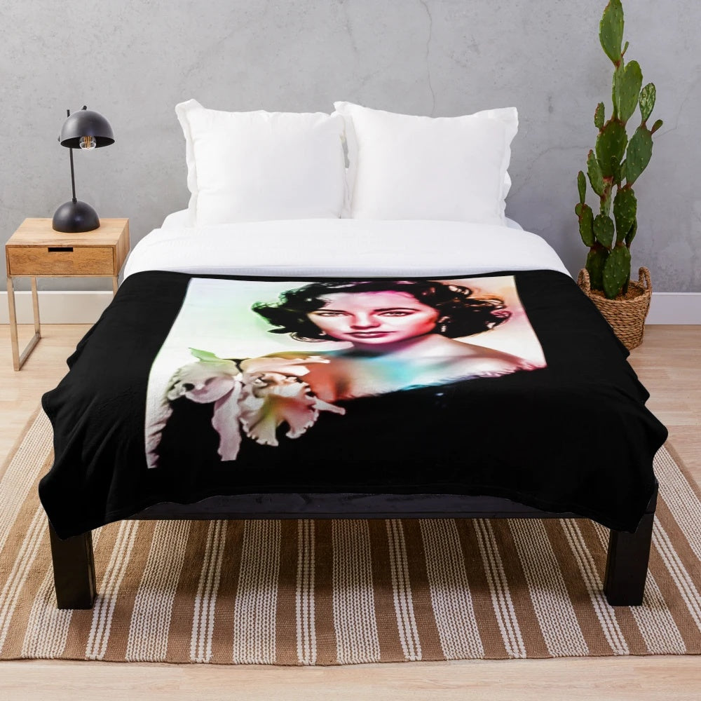 Vintage Hollywood Cinema Art Elizabeth Taylor Plush Blanket