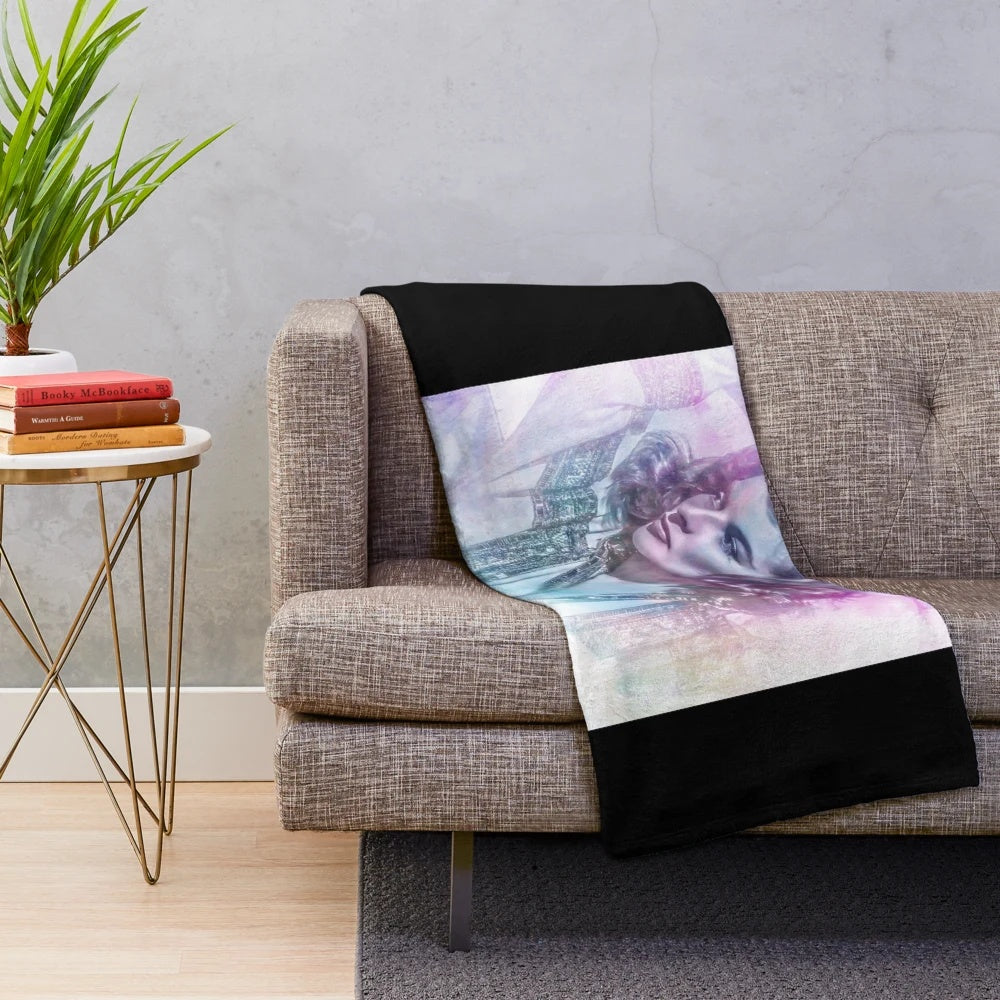 Vintage Hollywood Cinema Plush Blanket with Joan Collins Poster Artwork