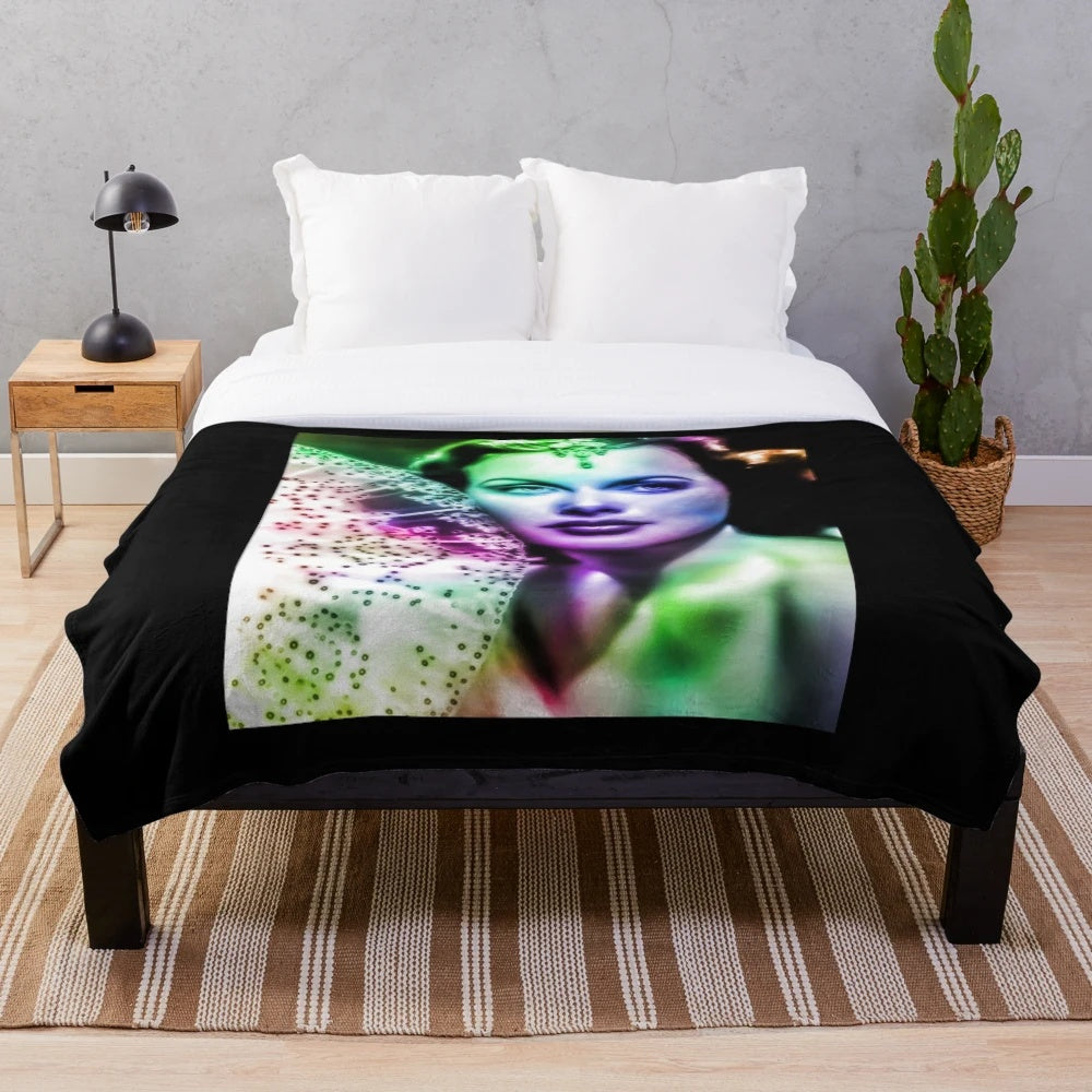 Vintage Hollywood Cinema Plush Blanket featuring Heddy Lamar Poster Artwork