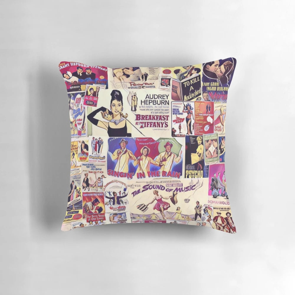 Vintage Hollywood classics movie collage decorative pillow