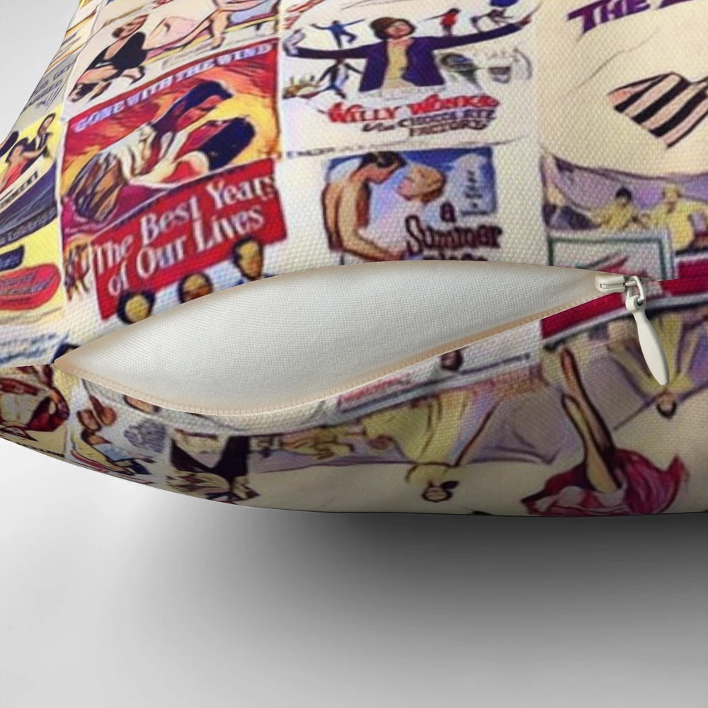 Vintage Hollywood classics movie collage decorative pillow