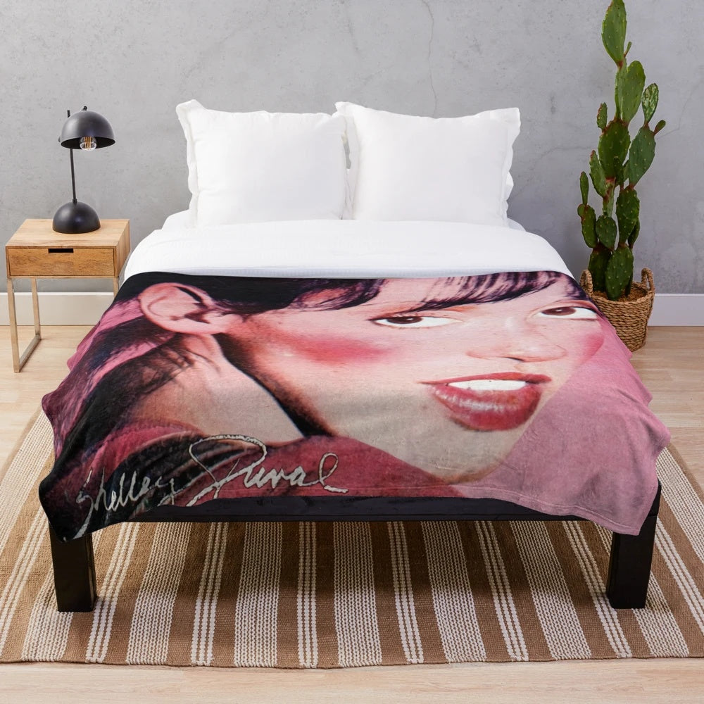 Vintage portrait of actress Shelley Duvall in a plush blanket