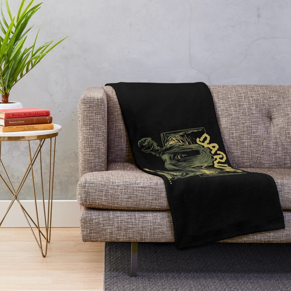 Vintage horror cinema-themed plush blanket