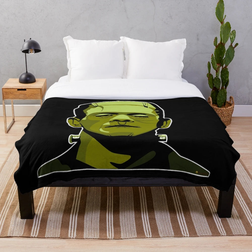 Classic movie monster plush blanket with vintage horror cinema design