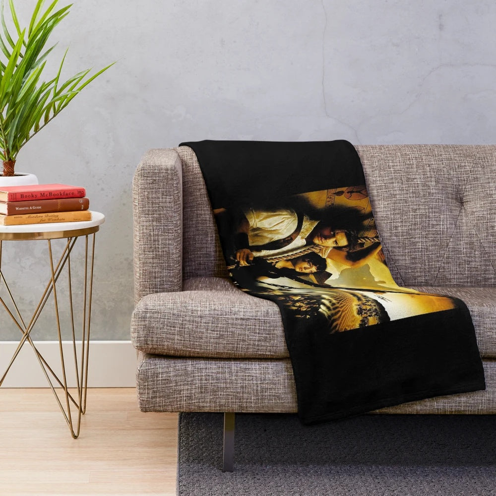 Vintage-style plush blanket with mummy design